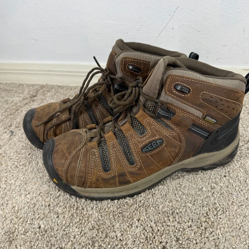 Keen Utility Lansing Mid Waterproof Work Boots Brown Men 10.5 D Steel Toe Safety